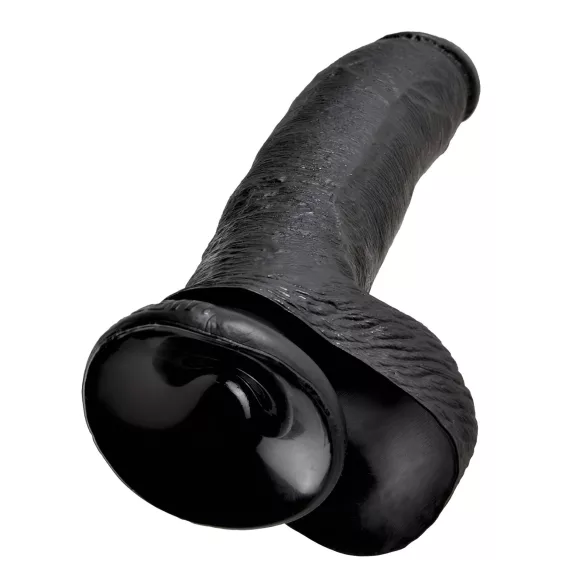 King Cock 9 - dildo s testisima s jakom vakuumskom podlogom 23cm - crni