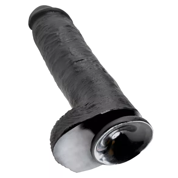 King Cock - realistični dildo s testisima i vakuum postoljem - 28 cm - crni