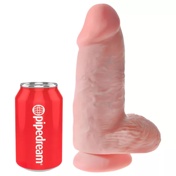 King Cock - dildo s testisima i vakuumskom čašom - 23 cm - natur