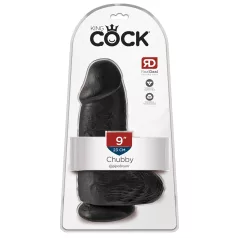   King Cock - dildo s testisima i vakuumskom bazom - crni 23 cm