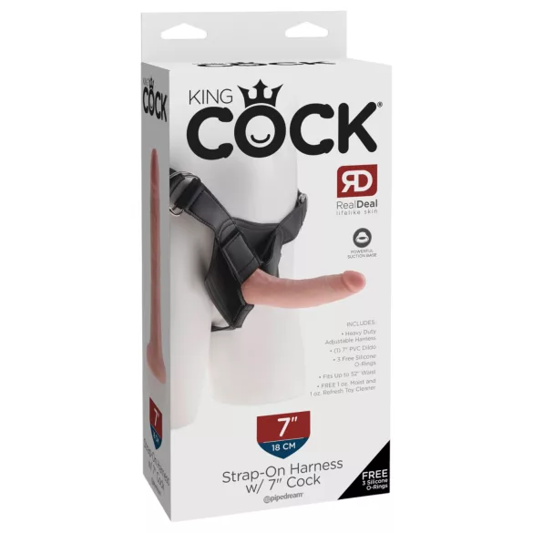 King Cock 7 - strap-on dildo s pojasom - crni