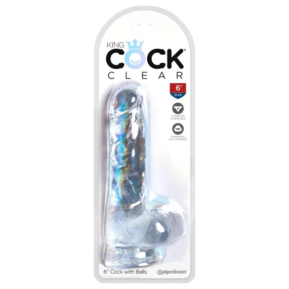 King Cock Clear 6 - dildo s testisima i vakuumskom bazom 15cm