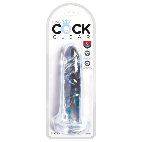 King Cock Clear 6 - dildo s vakuumskom čašicom (17,8 cm)