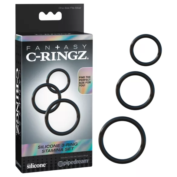Fantasy C-Ringz - set prstena za penis - 3 komada - crna