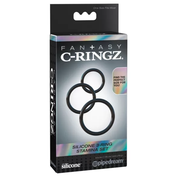 Fantasy C-Ringz - set prstena za penis - 3 komada - crna