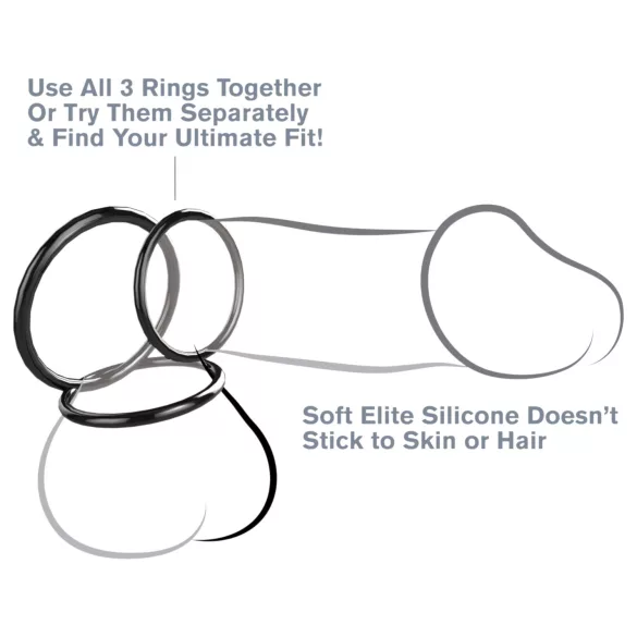 Fantasy C-Ringz - set prstena za penis - 3 komada - crna