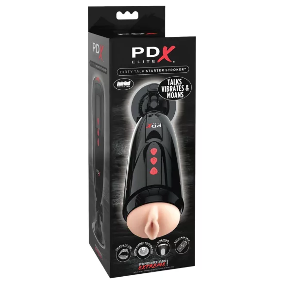 PDX Elite - Vibrirajući umjetna vagina masturbator - crna