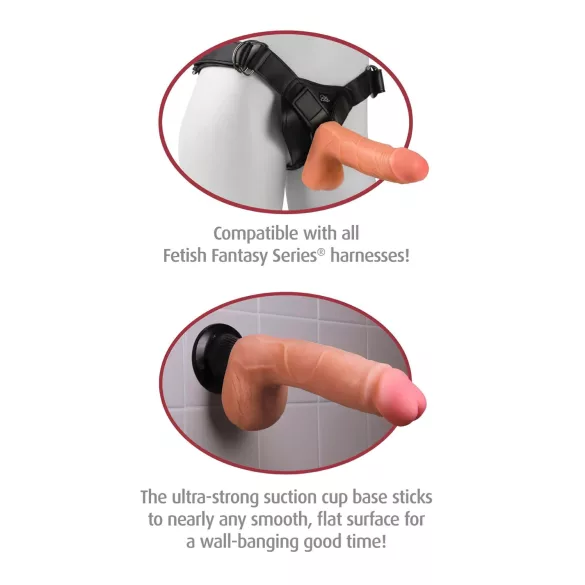 Real Feel Deluxe No.1 - realistični vibrator s testisima - natur