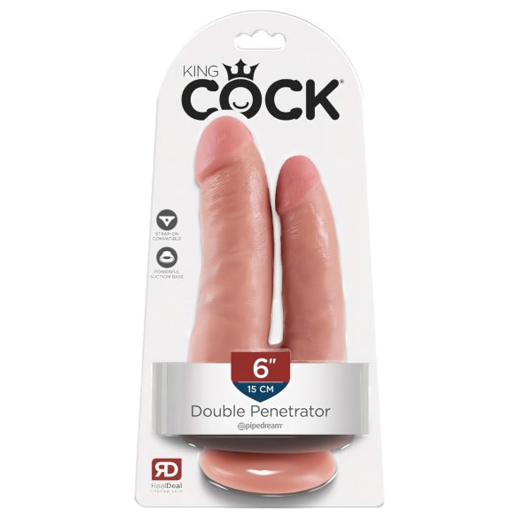 King Cock Double Penetrator - realistični dvostruki dildo (natur)
