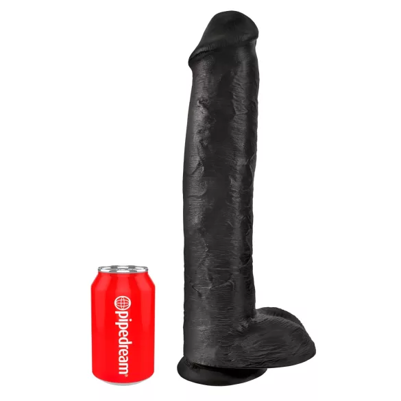 King Cock 15 - dildo s testisima i vakuumskom čašicom (38 cm, crni)