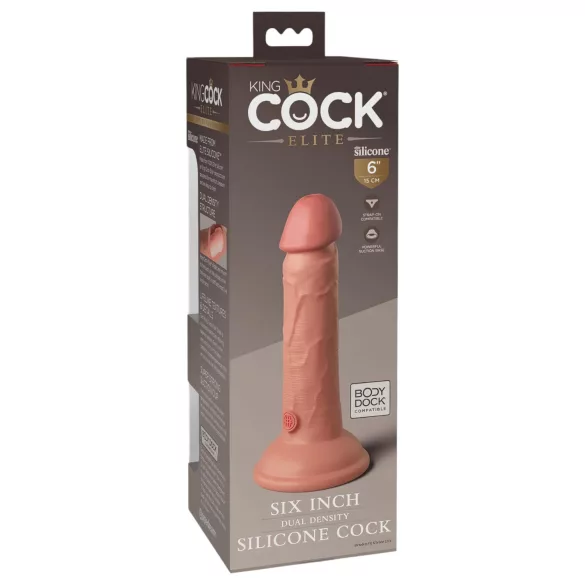 King Cock Elite 6 - realistični dildo s drškom i vakuum bazom - 15 cm - natur