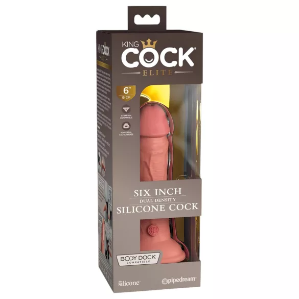 King Cock Elite 6 - realistični dildo s drškom i vakuum bazom - 15 cm - natur
