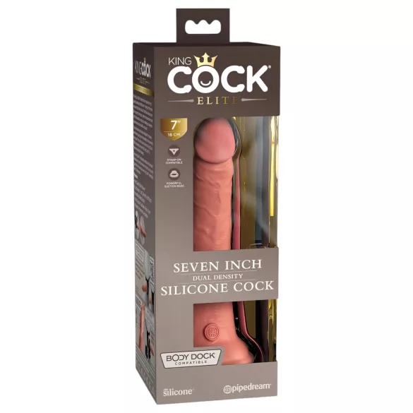 King Cock Elite - realistični dildо s vakumskom čašom - 18 cm - natur