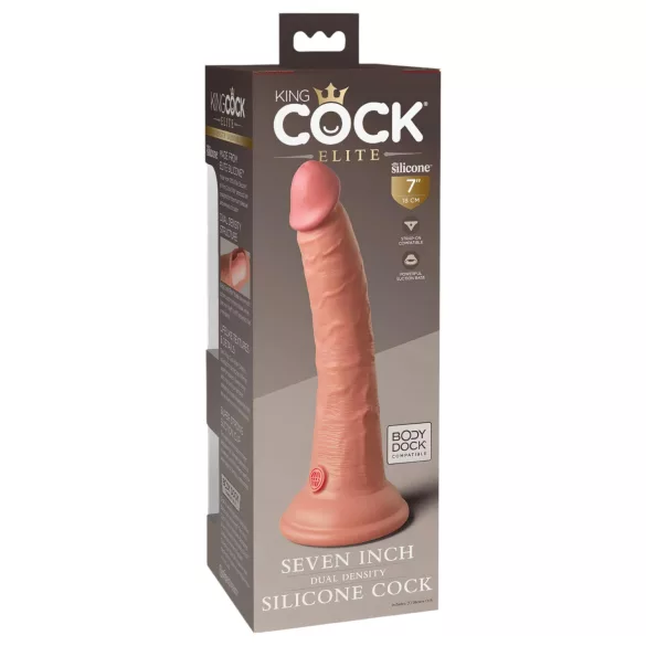 King Cock Elite - realistični dildо s vakumskom čašom - 18 cm - natur