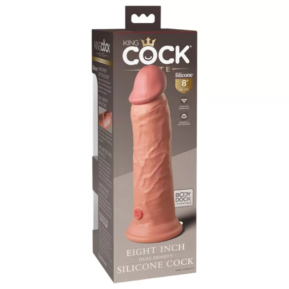 King Cock Elite 8 - realistični dildo s vakuumskim postoljem 20 cm - natur