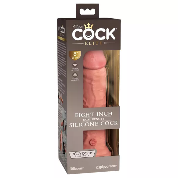 King Cock Elite 8 - realistični dildo s vakuumskim postoljem 20 cm - natur