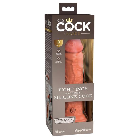 King Cock Elite 8 - dildo s vakuum bazom - 20 cm - tamna boja