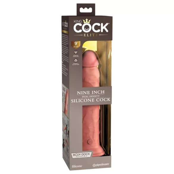 King Cock Elite 9 - realistični dildo s vakuumskim postoljem - 23 cm - natur