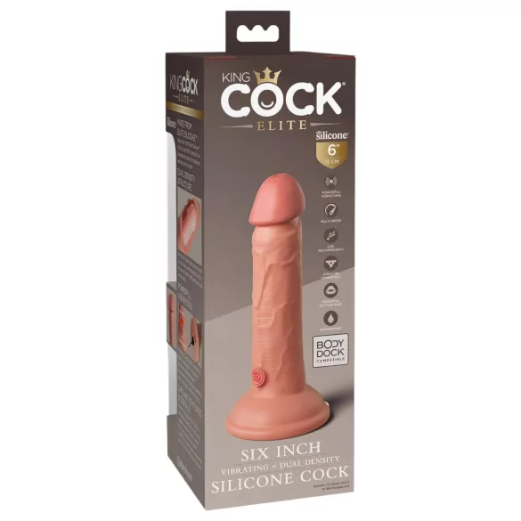 King Cock Elite 6 - vibrator s vakuumskom čašicom (15 cm) - boja kože