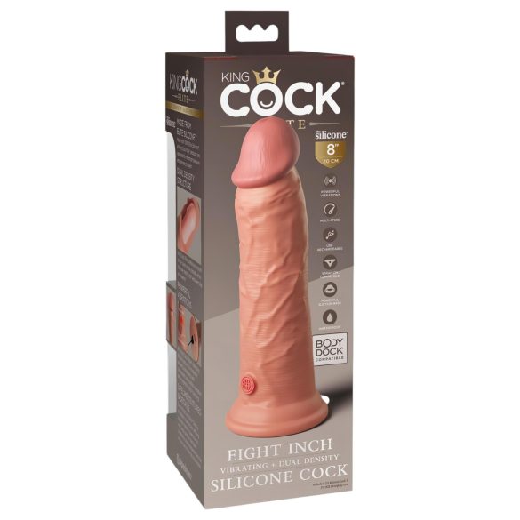 King Cock Elite - Vibrator s vakuumskom čašom - 20 cm - natur