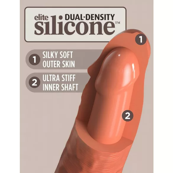 King Cock Elite 8 - realistični vibrator 20cm - tamna boja