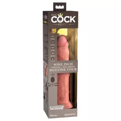   King Cock Elite 9 - realistični vibrator s vakuumskom čašom 23 cm - bež
