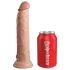 King Cock Elite 9 - realistični vibrator s vakuumskom čašom 23 cm - bež