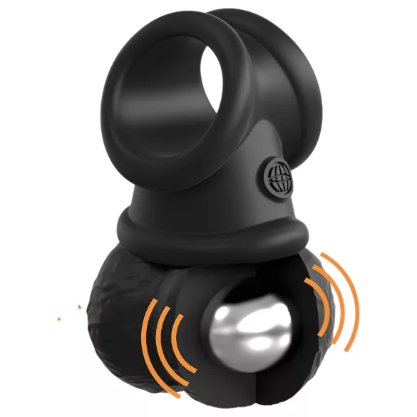 King Cock Crown Jewels - crni vibrirajući penis prsten