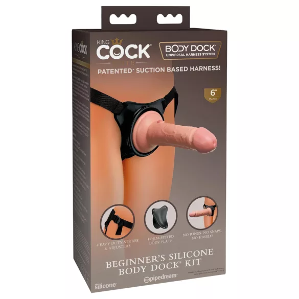 King Cock Elite - strap-on dildo za početnike - realistični - silikon/natur