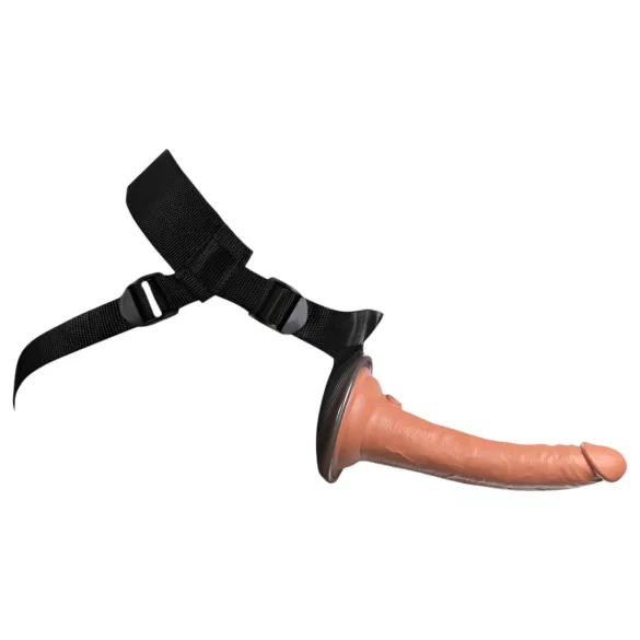 King Cock Elite Comfy - strap-on dildo s remenom - tamna prirodna boja