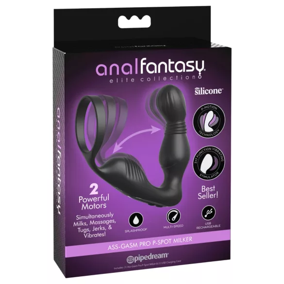 Anal Fantasy Elite - vibrirajući masažer prostate s prstenom za penis - crni