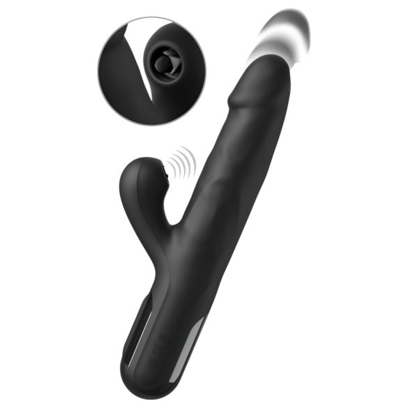 Fetiš - 3-motorični crni vibrator s pomičnim vrhom