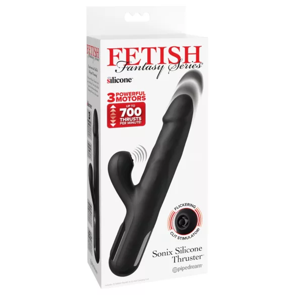 Fetish - vibrator s potiskom od 3 motora (crni)