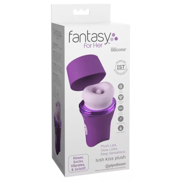 Fantasy For Her Lush Kiss Plush - vakuumski vibrator za klitoris s jezikom (ljubičasti)