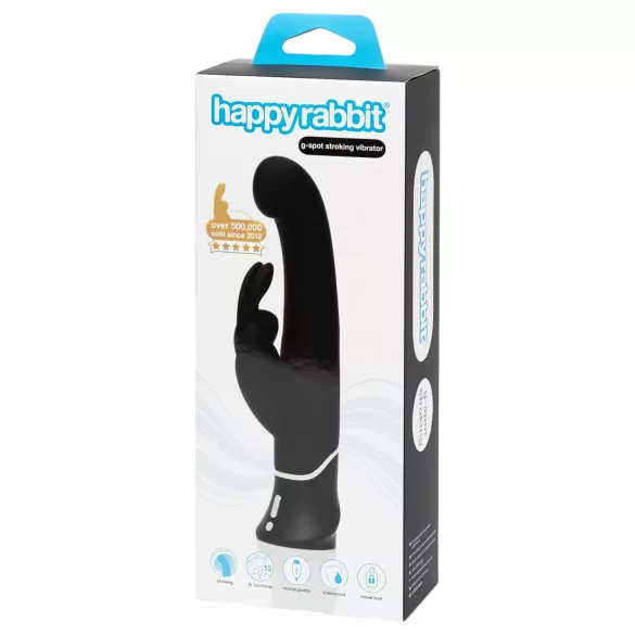 Happyrabbit - vibrator za G-točku s klitoralnim nastavkom - punjivi, crni