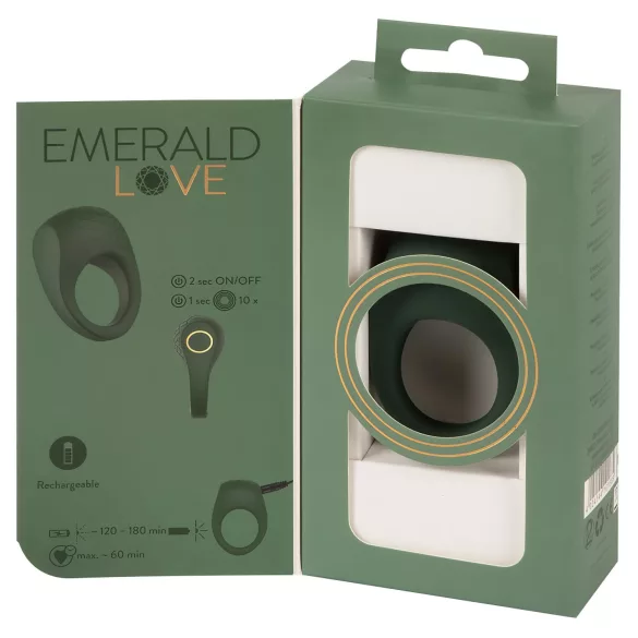 Emerald Love - vibrirajući penis prsten na punjenje - vodootporan - zeleni