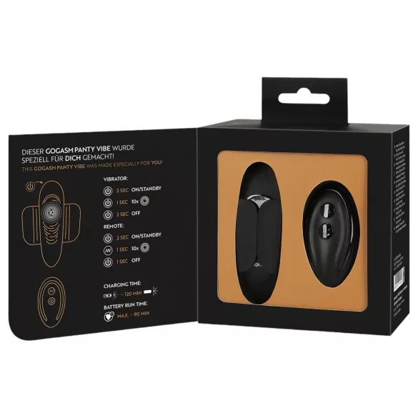 GoGasm Panty - vibrátor za gaćice - bežični, punjivi - crni
