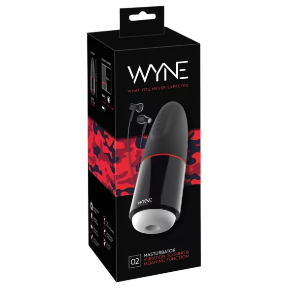 WYNE 02 - masturbator s vibracijom i usisavanjem - crno-bijeli - punjivi
