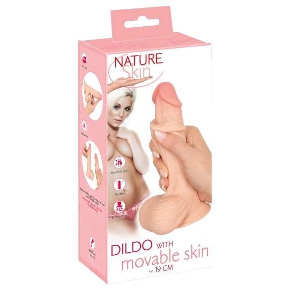 Nature Skin - realistični dildo s kožom - 19 cm - natur