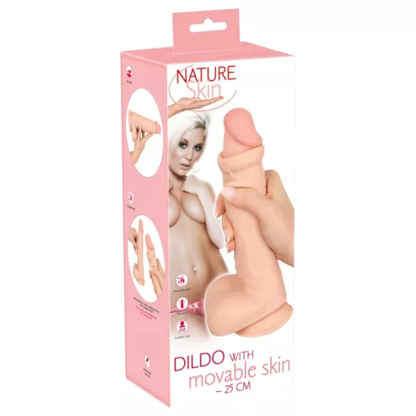 Natute Skin - realistični dildo s kožom - 25 cm - natur