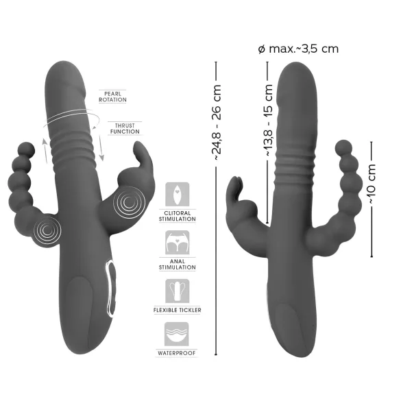SMILE - vibrator s tri ruke i rotacijom, punjiv - ljubičasti
