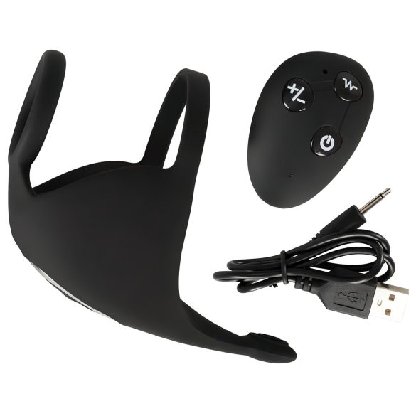 Rebel - penis prsten i vibrator za testise na punjenje - crni