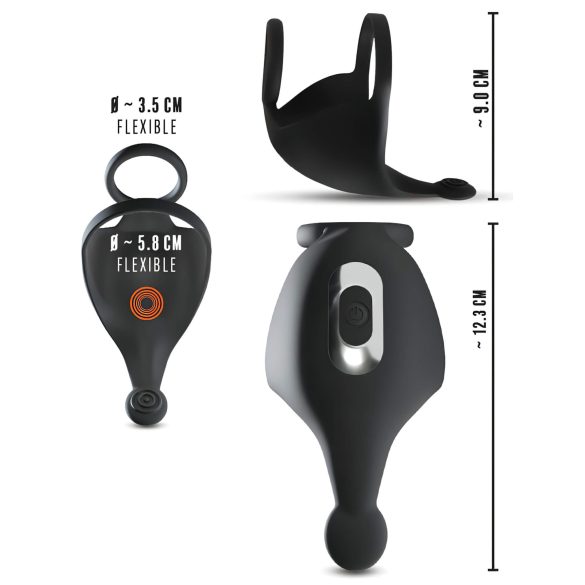 Rebel - penis prsten i vibrator za testise na punjenje - crni