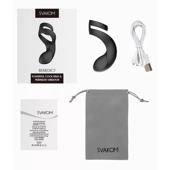 Svakom Benedict - vibratorni penis prsten za stimulaciju međice - silikon crni