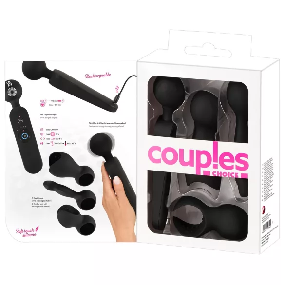 Couples Choice - vibrator za parove s grijanjem - akumulatorski - crni