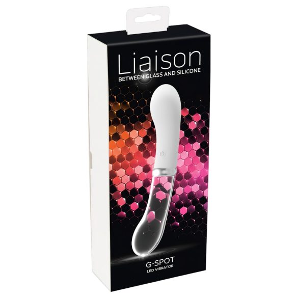 You2toys Liaison - silikonsko-stakleni LED vibrator (prozirno-bijeli)