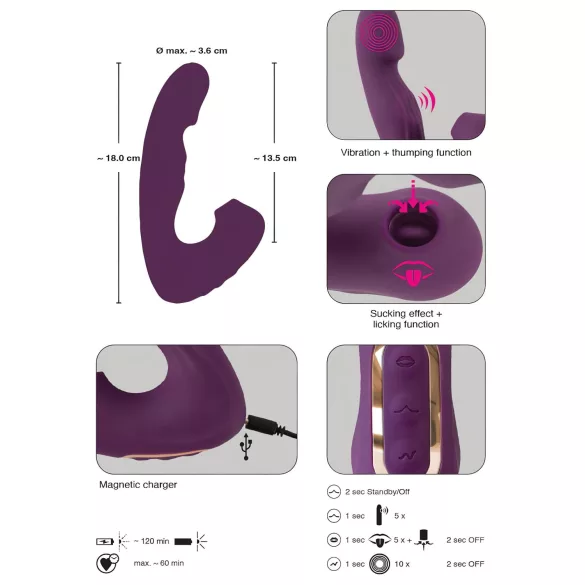 Javida - vibrator za klitoris 4u1 - ljubičasta