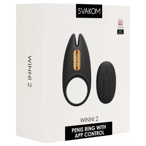 Svakom Winni 2 - prsten za penis s vibracijom na daljinsko upravljanje i putem aplikacije, za muškarce (crni)