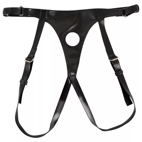 SMILE - dupli strap-on dildo s gaćicama - ljubičasto-crni