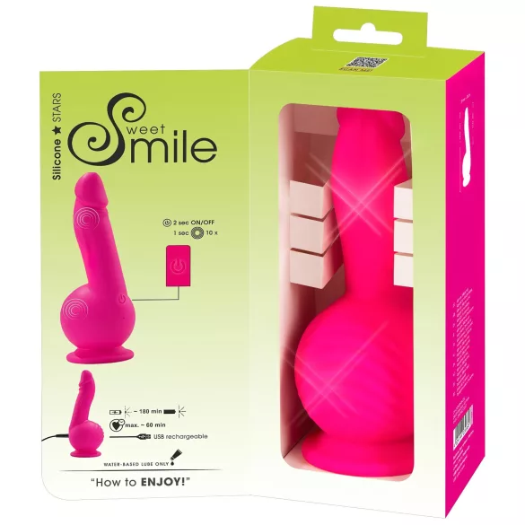 SMILE - vibrator s vakuumskom bazom i 2 motora - punjivi - rozi